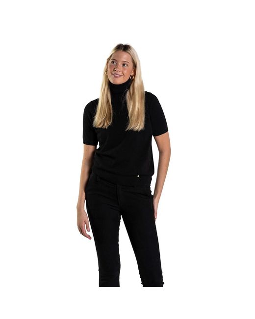 tirillm Black Alexa Short Sleeve Turtle Pullover