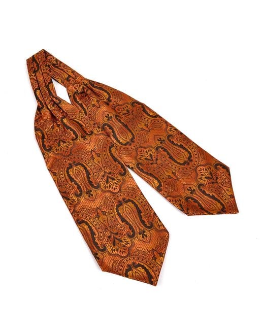 DAVID WEJ Brown Self Tie Paisley Cravat – for men