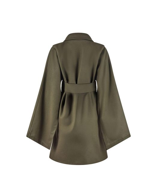 NUMBAT Green Edith Cashmere Coat With Cloak Sleeves