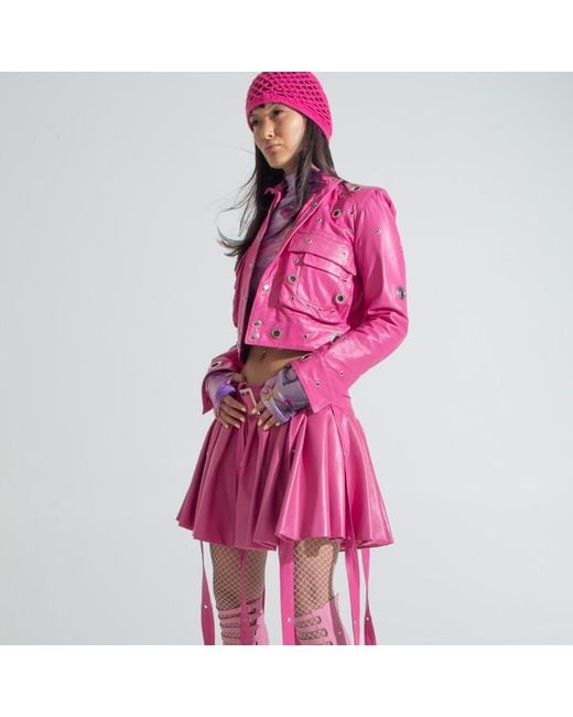 Paloma Lira Pink Angel Leather Skirt