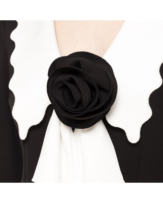 Nissa Black Rose-Detail Midi Dress