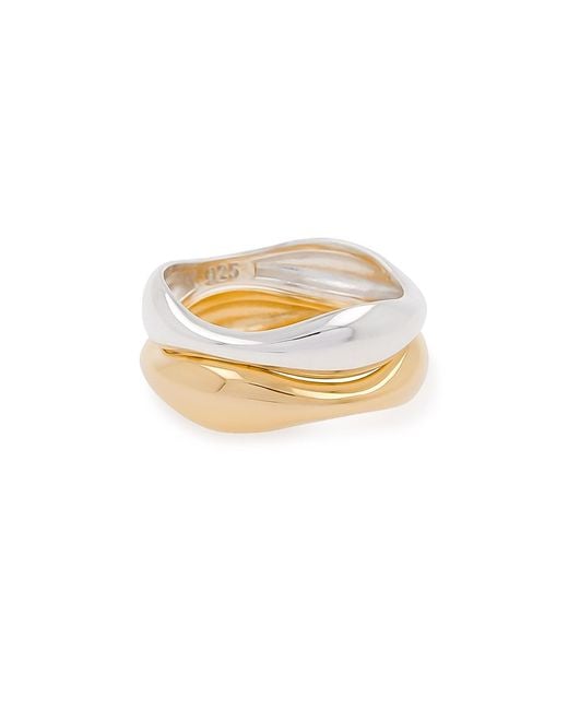 Cote Cache White Symmetry Stackable Wave Ring