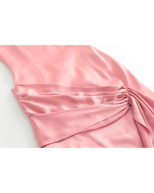 Aisl Pink Ruched Drape Cascade Mini Dress