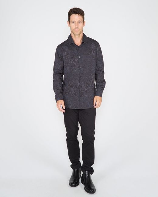 Lords of Harlech Blue Nigel Montgat Paisley Shirt for men