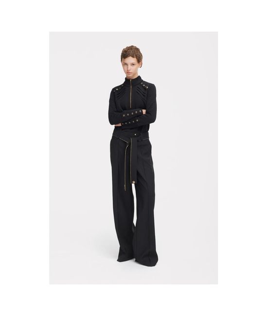 Julia Allert Black Tie-Waist Straight-Leg Trousers –