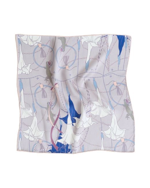 Lost Pattern Blue Datura Silk Pocket Square for men
