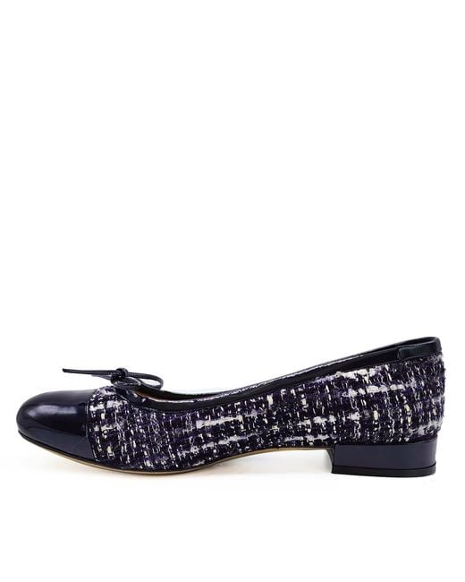 Beautiisoles by Robyn Shreiber Made in Italy Blue Beatrice Linen & Patent Leather Ballerina