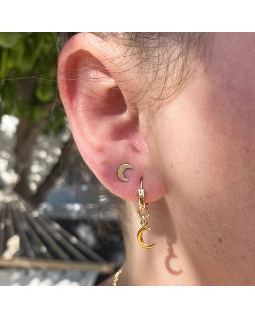 Glamrocks Jewelry Metallic Crescent Moon Huggie Hoop Earrings