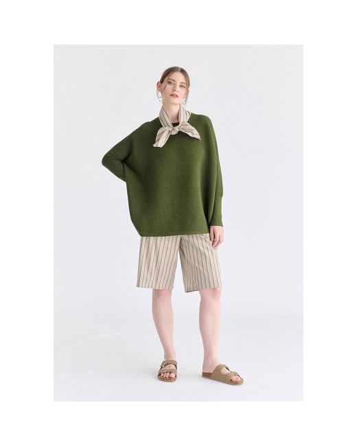 Paisie Natural Neutrals Striped Bermuda Shorts