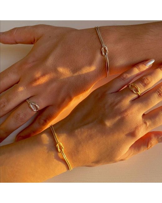 Spero London Metallic Knot Bracelet & Ring Set