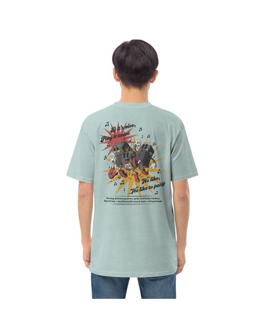 Anchor and Crew Blue Ice If It's Nice Play It Twice Disco! Cotton Embroidered Oversized T-Shirt for men