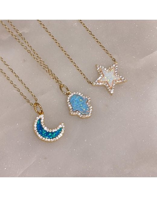 KAMARIA Blue Opal Moon Necklace