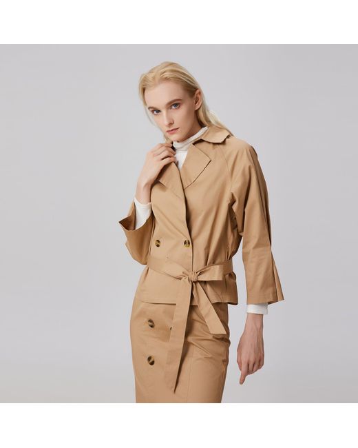 Smart and Joy Brown Double Breasted Coton Trench-Jacket