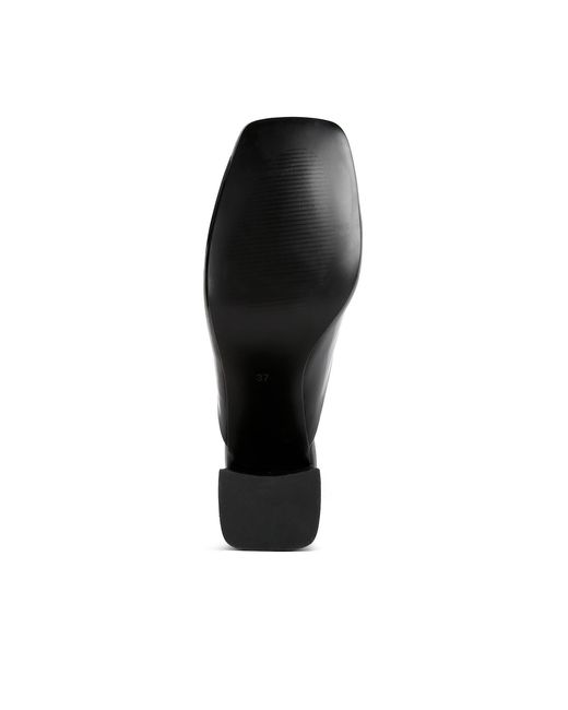 Rag & Co Black Neoplast Patent Pu Block Heeled Mules