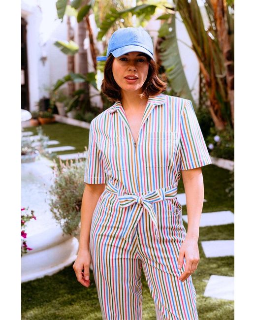 Sugarhill Multicolor Meredith Boilersuit Multi, Colourful Canvas Stripe