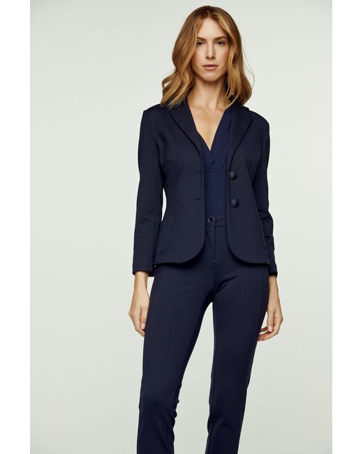 Conquista Blue Long Sleeve Faux Wrap Top