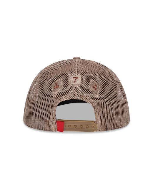 474 co Brown Neutrals 474 Bars Embroidered Trucker Label Hat for men