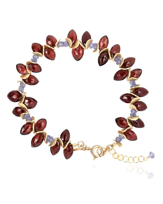 Lori Kaplan Design Brown Signature Marquis Garnet & Tanzanite Bracelet