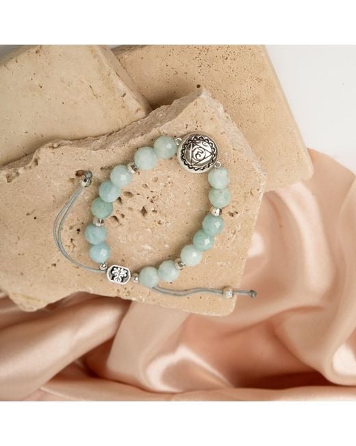 Seven Saints Metallic Throat Chakra Aquamarine Inner Peace And Tranquility Bracelet