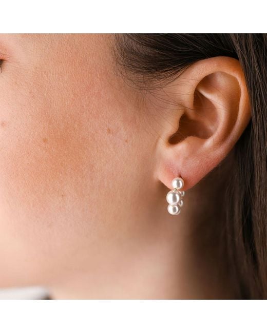Oana Savu Metallic Sterling And Pearls Hoop Earrings