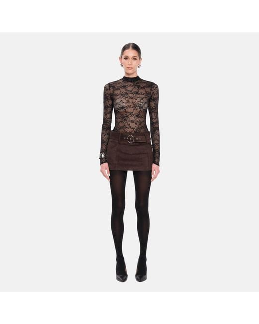 OW Collection Black Lydia Lace Bodysuit