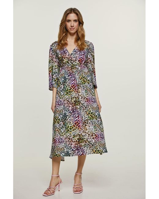 Conquista Multicolor Animal Print Empire Line Dress