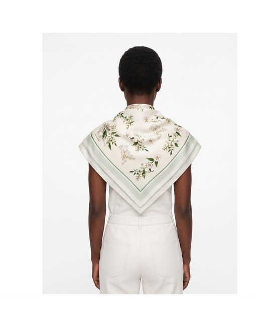 Jessie Zhao New York Metallic Neutrals Lily Garden Double Sided Silk Scarf