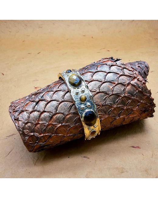 Farra Metallic Tiger-Eye Stone Setting Bangle