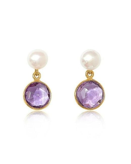 Pearls of the Orient Online Purple Nova Amethyst & Cultured Freshwater Pearl Drop Earrings