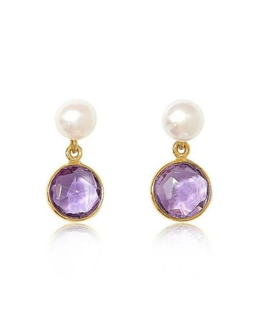 Pearls of the Orient Online Purple Nova Amethyst & Cultured Freshwater Pearl Drop Earrings