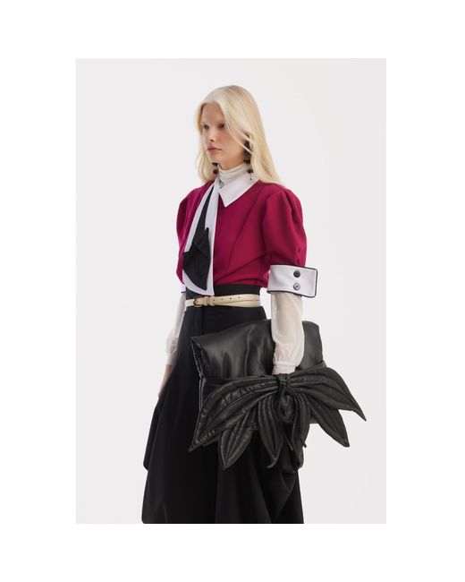 Julia Allert Black Petal Faux Leather Evening Clutch Bag