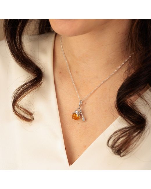 Lily Charmed Metallic Sterling Honey Pot Charm Necklace