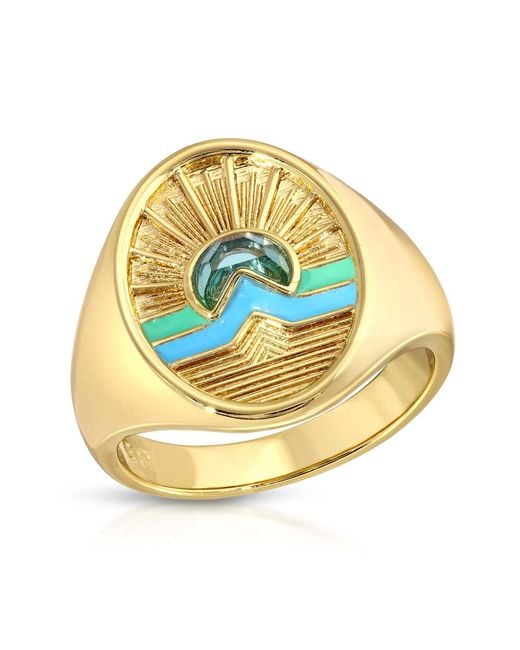 Glamrocks Jewelry Multicolor Tequila Sunrise Signet Ring- Sky