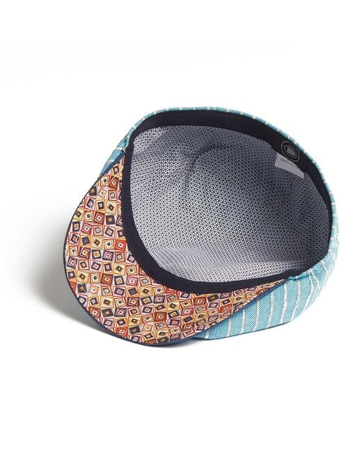 Dasmarca Hats Blue Lloyd Stripe Peaked Summer Italian Linen Bakerboy Newsboy Cap for men