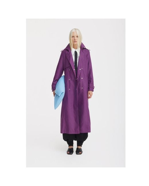 Julia Allert Purple Belted Classic Longline Trench Coat