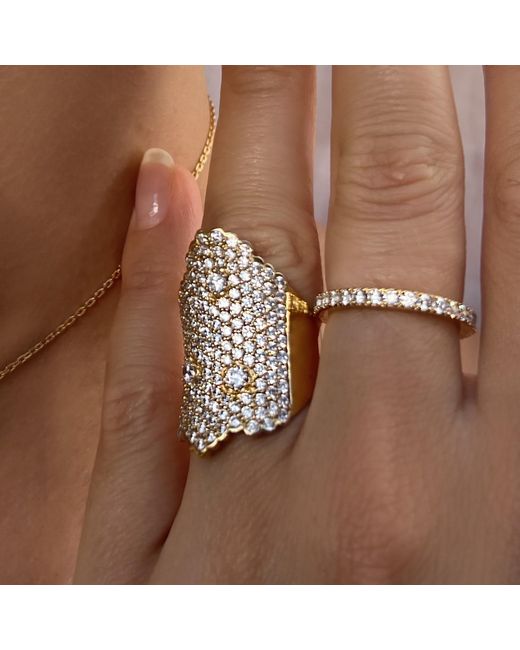 SALLY SKOUFIS Metallic Minx Ring With Made Cz Diamond Stimulant