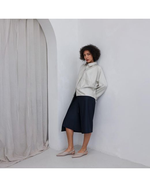 London Atelier Byproduct Gray Neutrals Bias Lantern Oversize Shirt