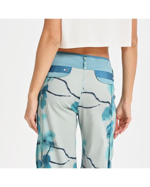 Lalipop Design Blue Stylised Floral Wide-Leg Pants