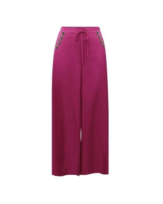 Riviera Soirée Purple Bardot Straight-Leg Satin Pants