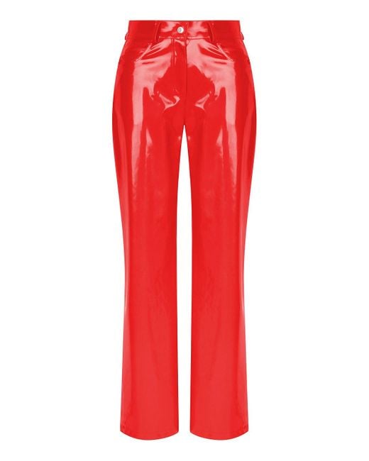 Nocturne Red Wide Leg Pleather Pants