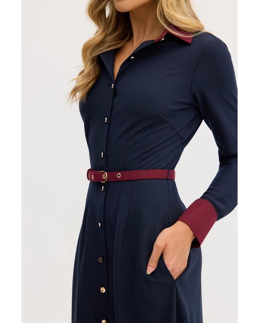 Why Mary Blue Marion A-Line Classic Midi Dress