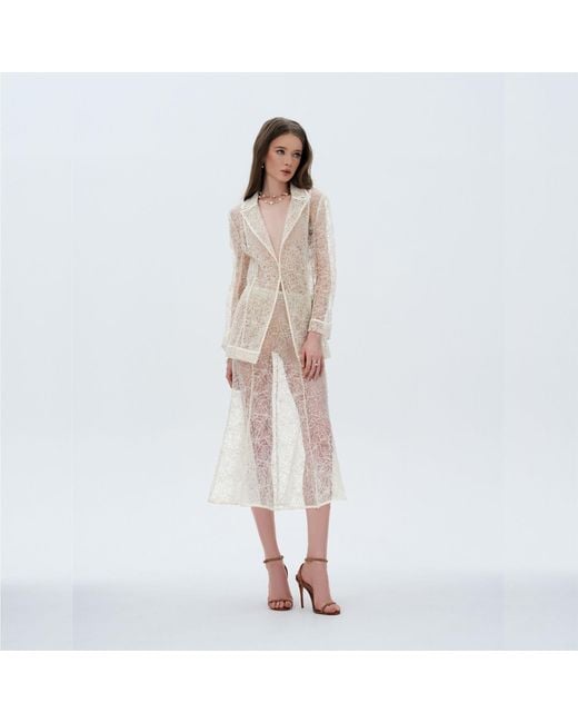 Elsava White Lace Tailored Blazer