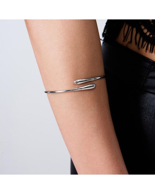 Lucy Quartermaine White Sterling Cross Open Drop Bangle