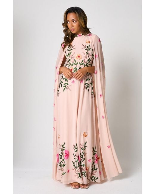 fitted lace wedding dress Frock & Frill Pink V-Neck Embellished Maxi Dress main image 0