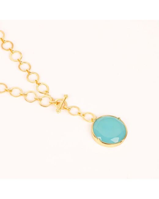 Lila Rasa Metallic London Crystal Pendant With Loop Chain & T-Lock Closure