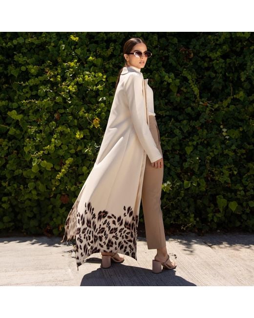 Roqaia Fashion House White Leopard Kaftan