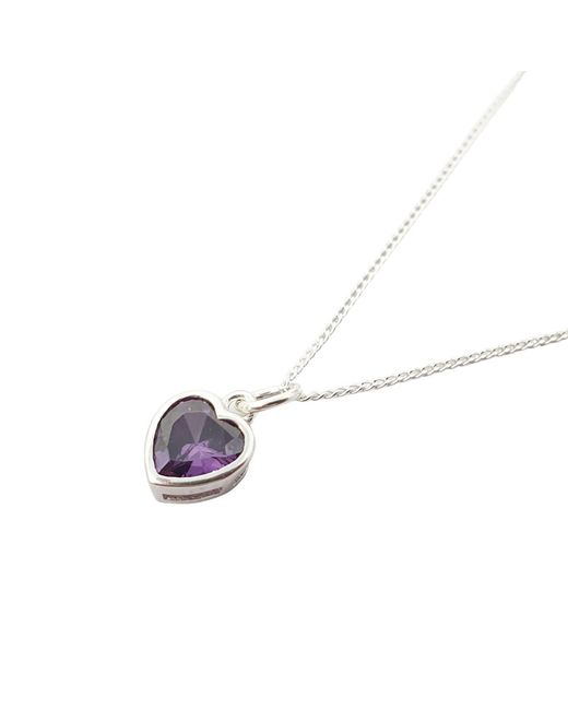 Harfi Metallic Mini Heart Amethyst February Birthstone Necklace