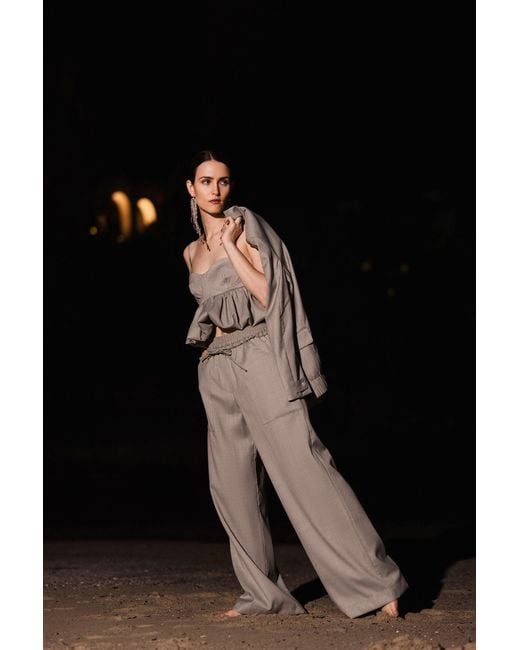 Lendrop Studios Gray Himari Elasticated Waist Suit Pant