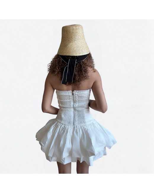 London Atelier Byproduct White Rushed Mini Dress With Corset Top & Application