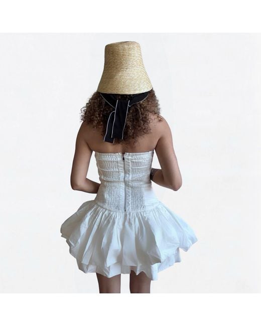 London Atelier Byproduct White Rushed Mini Dress With Corset Top & Application